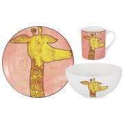 Детский набор из 3-х предметов Жираф: кружка, тарелка, миска