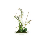 Декоративные цветы Орхидея белая на керамической подставке