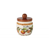 Банка для сыпучих продуктов с деревянной крышкой (кофе) Апельсины