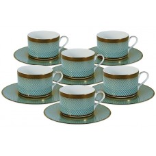 Чайный набор Бирюза: 6 чашек + 6 блюдец