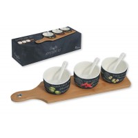 Набор для закуски: 3 чаши (8см) с ложками, поднос