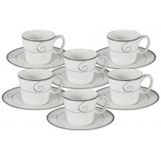 Набор 12 предметов для кофе Волна: 6 чашек + 6 блюдец